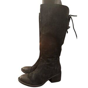 Born Womens Felicia Black Leather Knee-High Boots Wide Calf Size 7M